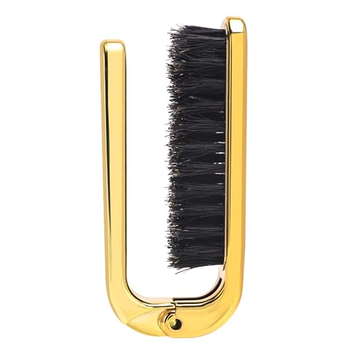 Man Bartbürste Faltbare Taschenhaarbürste Rasierpinsel Praktische Borsten Bartbürste Haarstyling Kamm Einfach zu bedienen von HLBEST