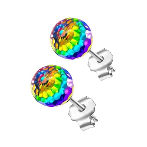 Stilvolle Ohrringe mit bunten Kristallkugeln, elegante Zirkonia-Ohrstecker, handgefertigtes Accessoire für Partys und Verabredungen. Statement-Ohrringe, B, Wie beschrieben, Wie beschrieben von HLBEST