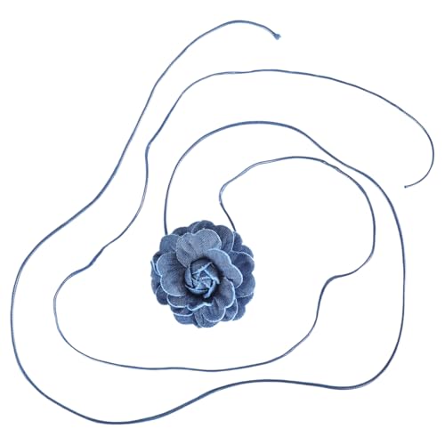 Stoff Choker Stoff Rose Halskette Künstliche Rosenblume Halshärte Accessoires Für Frauen Mädchen Blaue Halskette von HLBEST