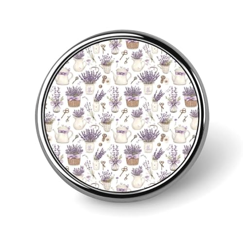 Anstecknadeln für Rucksäcke, modische, elegante Broschennadeln mit Lavendel-Print, runde Sublimationsknöpfe für Kleidung, Hutdekoration, Metall-Kreis-Anstecker, Anstecknadel für Herren, Kostümzubeh von HLBSDM