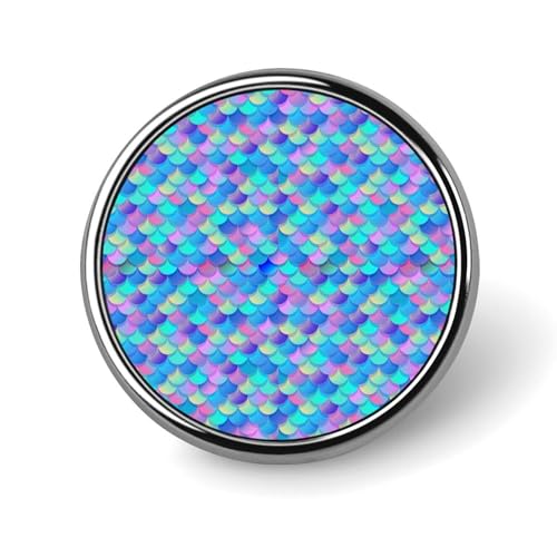 Anstecknadeln für Rucksäcke, modische runde Broschennadeln mit blau-violettem Regenbogen-Fischschuppen-Aufdruck, Sublimationsknöpfe für Kleidung, Hutdekoration, Metallkreis-Anstecknadel für Herren, von HLBSDM