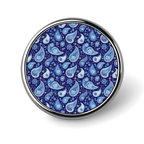 Anstecknadeln für Rucksäcke, modische runde Broschennadeln mit blauem Paisley-Muster, Sublimationsknöpfe für Kleidung, Hutdekoration, Metallkreis-Anstecker, Anstecknadel für Herren, Kostümzubehör von HLBSDM