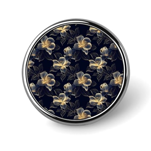 Anstecknadeln für Rucksäcke, modische runde Broschennadeln mit goldenem Blumen- und Pflanzendruck, Sublimationsknöpfe für Kleidung, Hutdekoration, Metallkreis-Anstecknadel für Herren, Kostümzubehör von HLBSDM