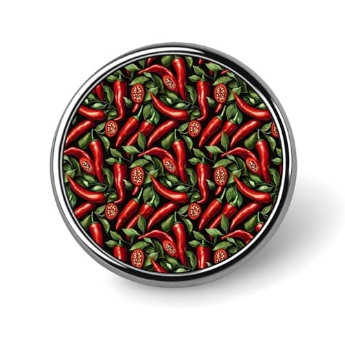 Anstecknadeln für Rucksäcke, modische runde Broschennadeln mit rotem Paprika-Aufdruck, Sublimationsknöpfe für Kleidung, Hutdekoration, Metallkreis-Anstecker, Anstecknadel für Herren, Kostümzubehör von HLBSDM