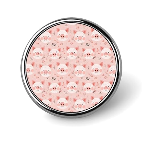 Anstecknadeln für Rucksäcke, modische runde Broschennadeln mit süßem Schweinchen-Pink-Aufdruck, Sublimationsknöpfe für Kleidung, Hutdekoration, Metallkreis-Anstecknadel für Herren, Kostümzubehör von HLBSDM