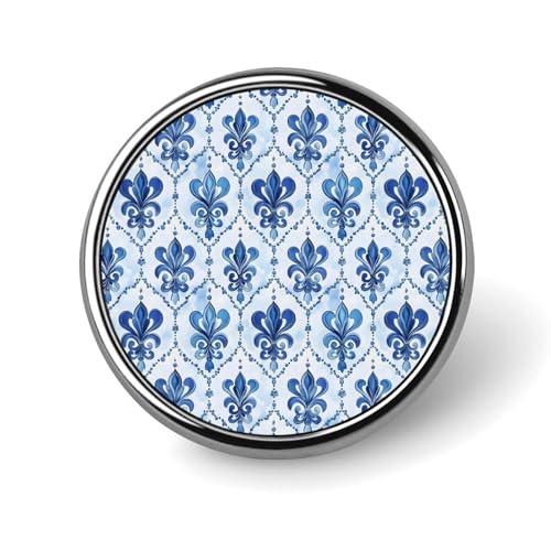 Anstecknadeln für Rucksäcke, modischer Retro-Druck mit blauen Mustern, runde Broschennadeln, Sublimationsknöpfe für Kleidung, Hutdekoration, Metallkreis-Anstecker, Anstecknadel für Herren, Kostümzu von HLBSDM