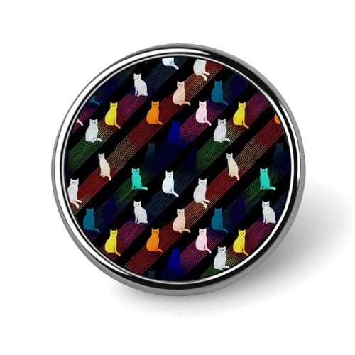 Anstecknadeln für Rucksäcke, modischer bunter Katzen-Silhouette-Druck, runde Broschennadeln, Sublimationsknöpfe für Kleidung, Hutdekoration, Metallkreis-Anstecknadel für Herren, Kostümzubehör Anstecknadeln für Rucksäcke, modischer bunter Katzen-Silhouette-Druck, runde Broschennadeln, Sublimationsknöpfe für Kleidung, Hutdekoration, Metallkreis-Anstecknadel für Herren, Kostümzubehör von HLBSDM