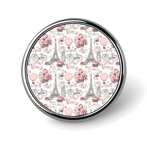 Anstecknadeln für Rucksäcke. Modische, rosafarbene Broschennadeln mit Heißluftballon-Blumendruck, runde Sublimationsknöpfe für Kleidung, Hutdekoration, Metallkreis-Anstecknadel für Herren, Kostümzu von HLBSDM