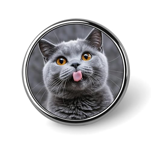 Blaue Katze mit herausgestreckter Zunge, runder Anstecker für Männer und Frauen, langlebige, stilvolle Anstecknadeln, leichte Metallanstecker für Hemden, Jacken, Hüte Blaue Katze mit herausgestreckter Zunge, runder Anstecker für Männer und Frauen, langlebige, stilvolle Anstecknadeln, leichte Metallanstecker für Hemden, Jacken, Hüte von HLBSDM