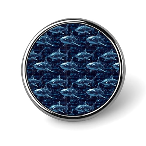 Button-Pins für Rucksäcke. Mode Cyber ​​Shark Blau (A) Druck Runde Brosche Pins Sublimation Buttons für Kleidung Hut Dekoration Metall Kreis Abzeichen Anstecknadel für Männer Kostüm Zubehör von HLBSDM