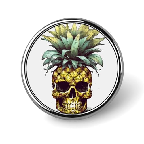 Cooles rundes Abzeichen mit Totenkopf-Ananas-Motiv für Männer und Frauen. Langlebige, stilvolle Anstecknadeln. Leichte Metallabzeichen für Hemden, Jacken und Hüte. Cooles rundes Abzeichen mit Totenkopf-Ananas-Motiv für Männer und Frauen. Langlebige, stilvolle Anstecknadeln. Leichte Metallabzeichen für Hemden, Jacken und Hüte. von HLBSDM