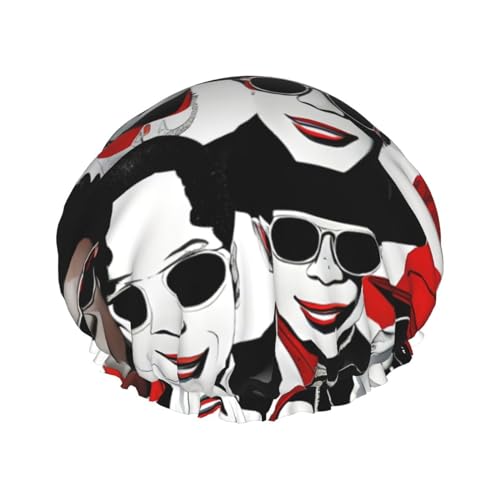 Duschhaube mit „Many Man“-Aufdruck, Bade-Duschhauben für Frauen mit langem Haar, doppellagiger, wasserdichter Bade-Duschhut von HLBSDM