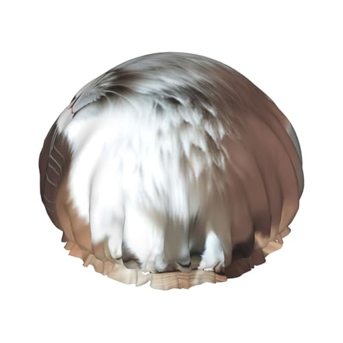 Duschhaube mit Cry White Rabbit-Print, Bade-Duschhauben für Frauen mit langem Haar, doppellagiger wasserdichter Bade-Duschhut von HLBSDM
