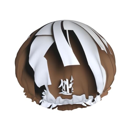 Duschhaube mit Karate-Männer-Print, Bade-Duschhauben für Frauen mit langem Haar, doppellagiger wasserdichter Bade-Duschhut von HLBSDM
