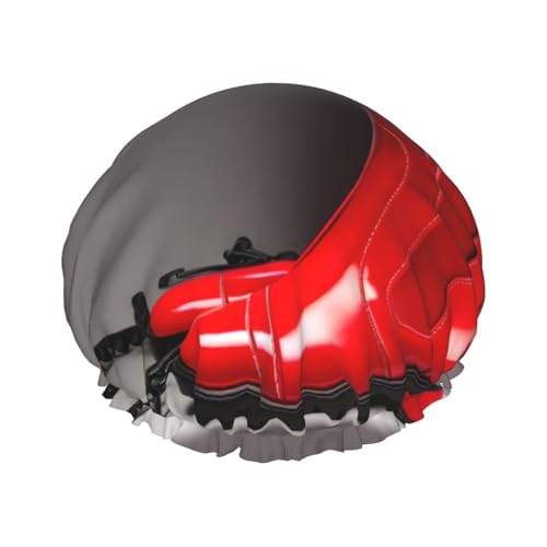 Duschhaube mit London-Rot-Telefonstiefel-Print, Bade-Duschhauben für Frauen mit langem Haar, doppellagiger wasserdichter Bade-Duschhut von HLBSDM
