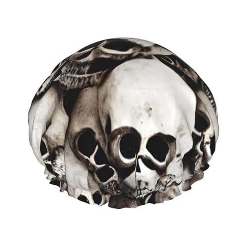 Duschhaube mit mexikanischem Totenkopf-Print, Bade-Duschhauben für Frauen mit langem Haar, doppellagiger wasserdichter Bade-Duschhut von HLBSDM