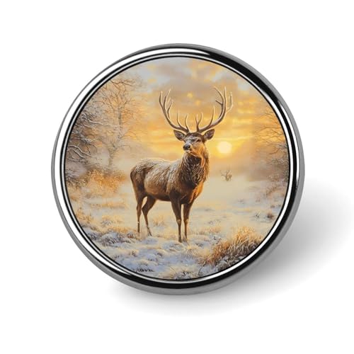 Ein majestätisches Reh mit Geweih, kleiner runder Knopf, Anstecknadel, Anstecker für Tasche, 2,5 cm, Hemdzubehör von HLBSDM