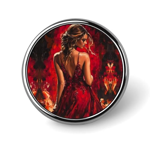 Elegante Frau, rotes Kleid, kleiner runder Knopf, Anstecknadeln, Anstecker für Tasche, 2,5 cm, Hemdzubehör von HLBSDM