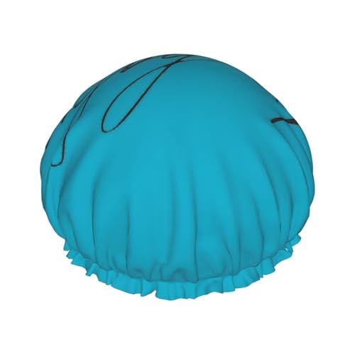 Enjoy Life Handgeschriebener schwarzer Textdruck Leichte Duschhaube für Damen Doppelte wasserdichte Schichten Badehut Atmungsaktiv von HLBSDM
