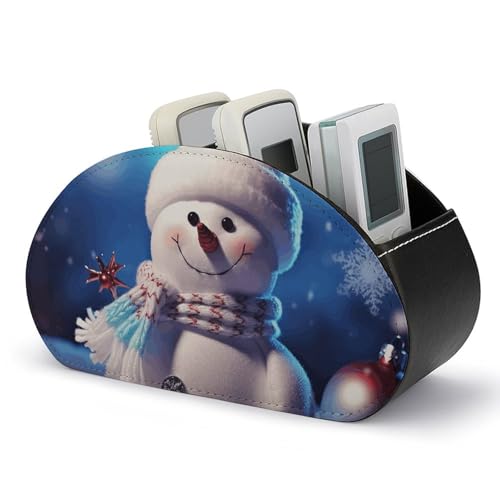 Fernbedienungshalter „Frohe Weihnachten, Schneemann“, Aufbewahrungsbox für TV-Fernbedienungen, Schreibtisch-Organizer aus Leder, Stifthalter aus PU, Schreibwaren-Organizer für Wohnzimmer und Büro ( von HLBSDM