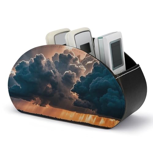 Fernbedienungshalter „Magnificent Rainstorm Cloud“, Aufbewahrungsbox für TV-Fernbedienungen, Schreibtisch-Organizer aus Leder, Stifthalter aus PU, Schreibwaren-Organizer für Wohnzimmer und Büro (5 von HLBSDM