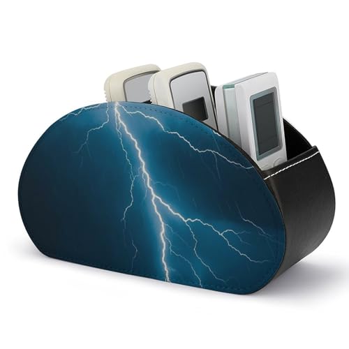 Fernbedienungshalter für Blitzeinschläge und Gewitter, Aufbewahrungsbox für TV-Fernbedienungen, Schreibtisch-Organizer aus Leder, Stifthalter aus PU, Schreibwaren-Organizer für Wohnzimmer und Büro von HLBSDM