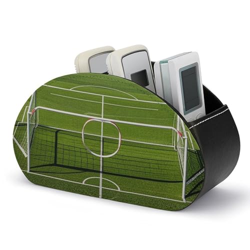 Fernbedienungshalter für Fußballtorpfosten, Aufbewahrungsbox für TV-Fernbedienungen, Schreibtisch-Organizer aus Leder, Stifthalter aus PU, Schreibwaren-Organizer für Wohnzimmer und Büro (5 Fächer) von HLBSDM