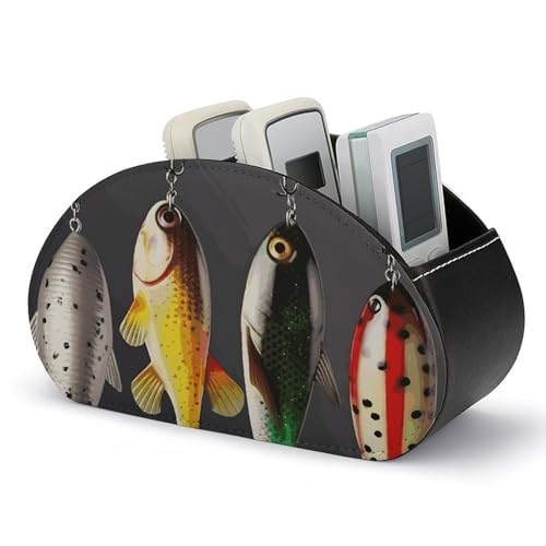 Fernbedienungshalter für verschiedene Angelköder, Aufbewahrungsbox für TV-Fernbedienungen, Schreibtisch-Organizer aus Leder, Stifthalter aus PU, Schreibwaren-Organizer für Wohnzimmer und Büro (5 Fä von HLBSDM