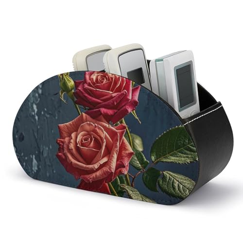 Fernbedienungshalter im Shabby-Chic-Stil mit Rosen, Aufbewahrungsbox für TV-Fernbedienungen, Schreibtisch-Organizer aus Leder, Stifthalter aus PU, Schreibwaren-Organizer für Wohnzimmer und Büro (5 von HLBSDM