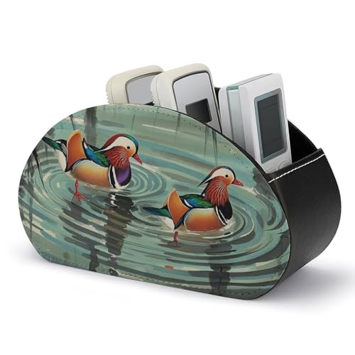 Fernbedienungshalter im chinesischen Mandarin-Enten-Stil, Aufbewahrungsbox für TV-Fernbedienungen, Schreibtisch-Organizer aus Leder, Stifthalter aus PU, Schreibwaren-Organizer für Wohnzimmer und Bü von HLBSDM