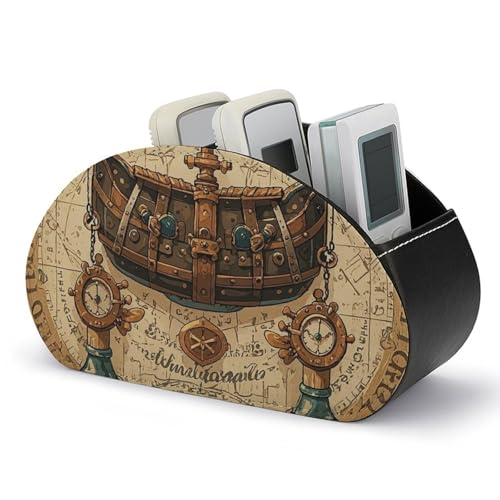 Fernbedienungshalter in Form einer antiken Schatzkarte, Aufbewahrungsbox für TV-Fernbedienungen, Schreibtisch-Organizer aus Leder, Stifthalter aus PU, Schreibwaren-Organizer für Wohnzimmer und Büro von HLBSDM