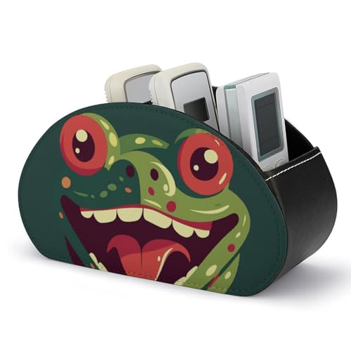 Fernbedienungshalter mit Frosch-Motiv und offenem Mund, Aufbewahrungsbox für TV-Fernbedienungen, Schreibtisch-Organizer aus Leder, Stifthalter aus PU, Schreibwaren-Organizer für Wohnzimmer und Büro von HLBSDM