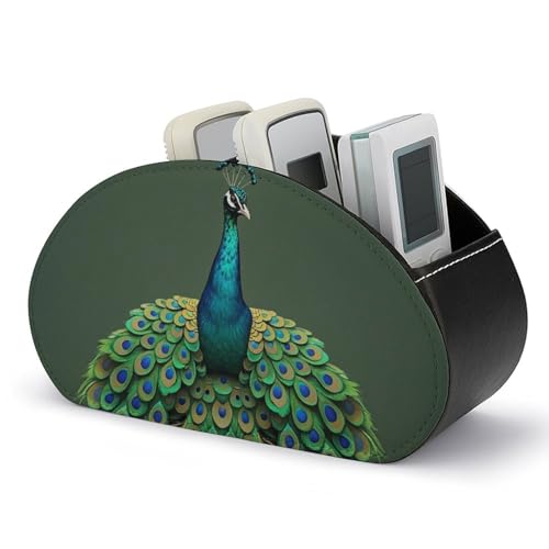 Fernbedienungshalter mit Pfauenmotiv und Quasten, Aufbewahrungsbox für TV-Fernbedienungen, Schreibtisch-Organizer aus Leder, Stifthalter aus PU, Schreibwaren-Organizer für Wohnzimmer und Büro (5 Fä von HLBSDM