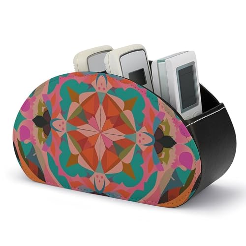 Fernbedienungshalter mit farbenfrohem Bohème-Muster, Aufbewahrungsbox für TV-Fernbedienungen, Schreibtisch-Organizer aus Leder, Stifthalter aus PU, Schreibwaren-Organizer für Wohnzimmer und Büro (5 von HLBSDM
