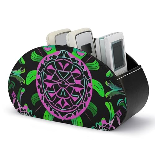 Fernbedienungshalter mit psychedelischer Meeresschildkröte, Aufbewahrungsbox für TV-Fernbedienungen, Schreibtisch-Organizer aus Leder, Stifthalter aus PU, Schreibwaren-Organizer für Wohnzimmer und von HLBSDM
