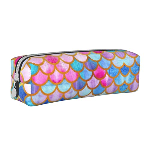 HLBSDM Buntes Federmäppchen aus Leder mit Reißverschluss in Regenbogenfarben und großem Fassungsvermögen, langlebig, praktisch und tragbar von HLBSDM