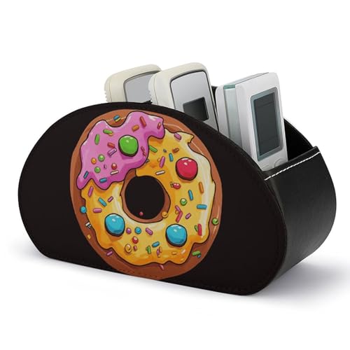 HLBSDM Donut-Fernbedienungshalter, Aufbewahrungsbox für TV-Fernbedienungen, Schreibtisch-Organizer aus Leder, Stifthalter aus PU, Schreibwaren-Organizer für Wohnzimmer und Büro (5 Fächer) von HLBSDM