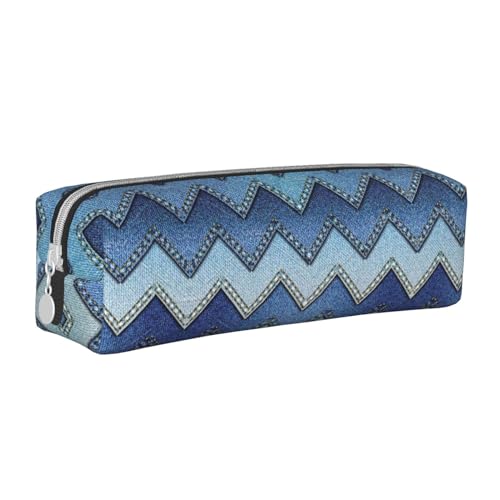 HLBSDM Federmäppchen aus Denim-Leder mit Farbverlauf und Reißverschluss, große Kapazität, langlebig, praktisch und tragbar von HLBSDM