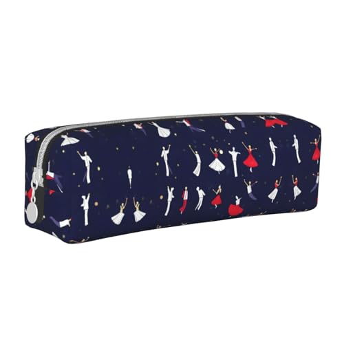 HLBSDM Federmäppchen aus Leder mit Reißverschluss und Ballsaal-Tanzmuster, große Kapazität, langlebig, praktisch und tragbar von HLBSDM