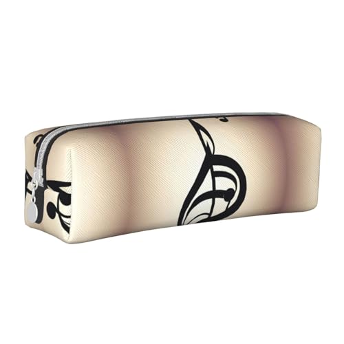 HLBSDM Federmäppchen aus Leder mit Reißverschluss und Musiknoten-Aufdruck, große Kapazität, langlebig, praktisch und tragbar von HLBSDM