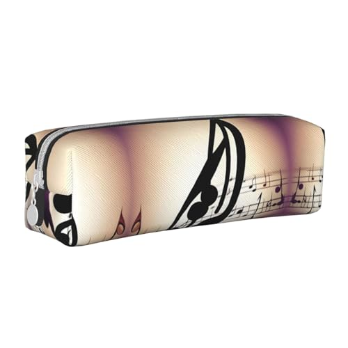 HLBSDM Federmäppchen aus Leder mit Reißverschluss und Musiknotenmuster, große Kapazität, langlebig, praktisch und tragbar von HLBSDM