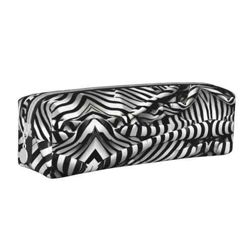 HLBSDM Federmäppchen aus Leder mit Reißverschluss und Zebra-Print, große Kapazität, langlebig, praktisch und tragbar von HLBSDM