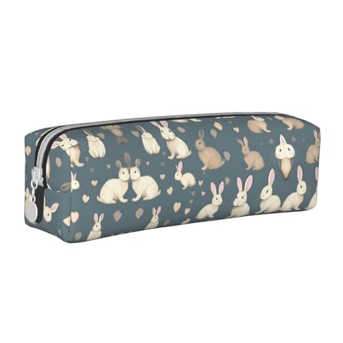 HLBSDM Federmäppchen aus Leder mit Reißverschluss und großem Fassungsvermögen, Kaninchen-Hintergrund, langlebig, praktisch und tragbar von HLBSDM