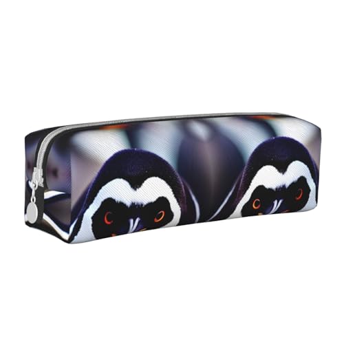 HLBSDM Federmäppchen aus Leder mit Reißverschluss und niedlichem Pinguinkopf, große Kapazität, langlebig, praktisch und tragbar von HLBSDM