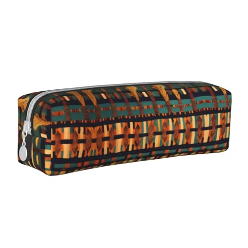 HLBSDM Federmäppchen aus afrikanischem, klassischem Webleder mit Reißverschluss und großem Fassungsvermögen, langlebig, praktisch und tragbar von HLBSDM