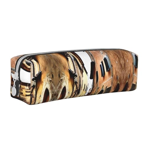 HLBSDM Federmäppchen aus italienischem toskanischem Leder mit Reißverschluss und großem Fassungsvermögen, langlebig, praktisch und tragbar von HLBSDM