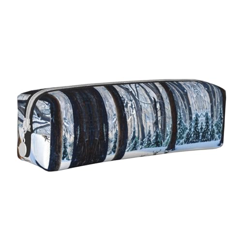 HLBSDM Federmäppchen mit Hirschmotiv, Leder, mit Reißverschluss, große Kapazität, langlebig, praktisch und tragbar von HLBSDM