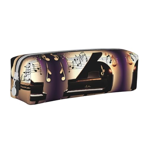 HLBSDM Federmäppchen mit Klaviernoten, Leder, mit Reißverschluss, großer Kapazität, langlebig, praktisch und tragbar von HLBSDM
