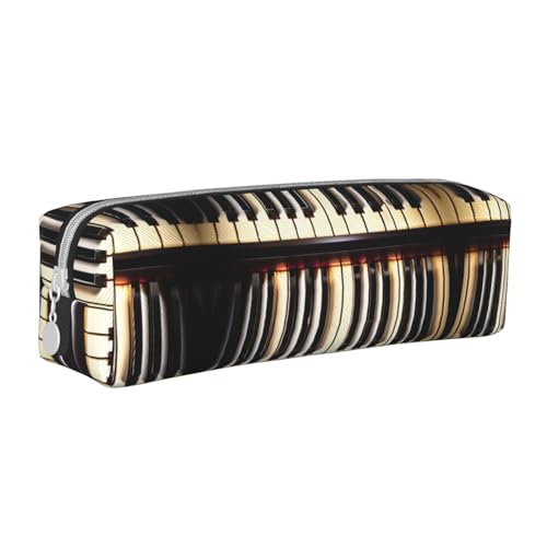 HLBSDM Federmäppchen mit Klaviertasten und Musiknoten, Leder, mit Reißverschluss, große Kapazität, langlebig, praktisch und tragbar von HLBSDM