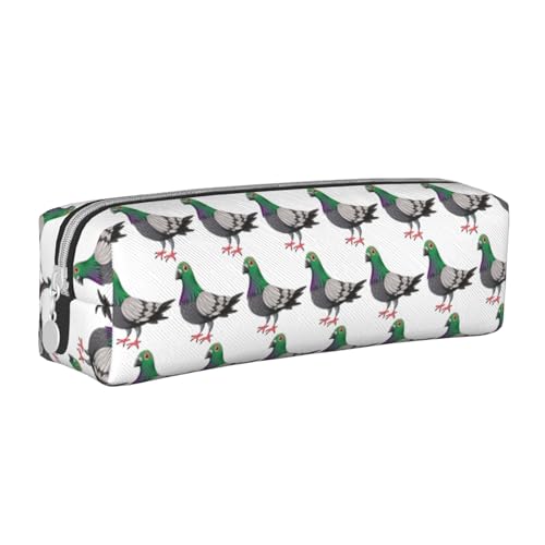 HLBSDM Federmäppchen mit Reißverschluss aus Leder mit Cartoon-Taubenmotiv und großem Fassungsvermögen, langlebig, praktisch und tragbar von HLBSDM